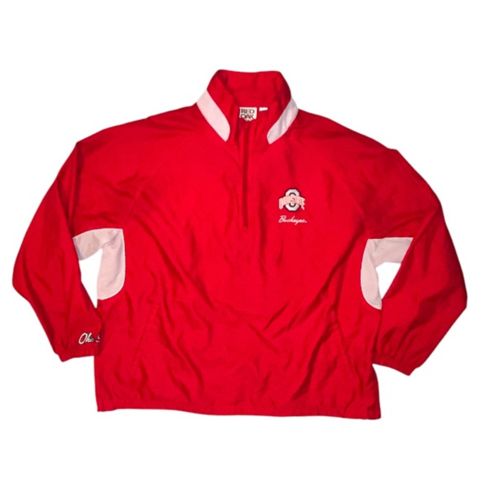 Red Oak Sportswear Ohio State Buckeyes Quarter Zip Jacket Lightweight Size XL